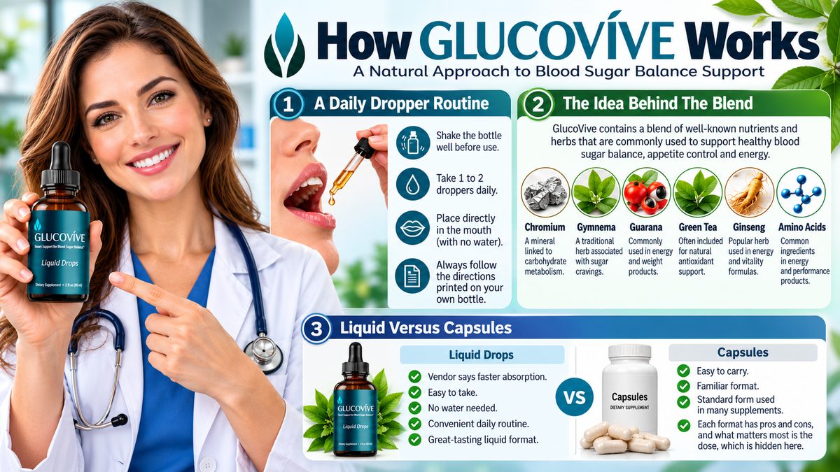 Brand infographic: daily dropper routine, idea behind the blend, liquid versus capsules